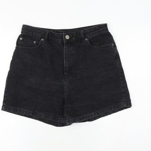 ASOS Womens Black 100% Cotton Mom Shorts Size 14 Regular Zip