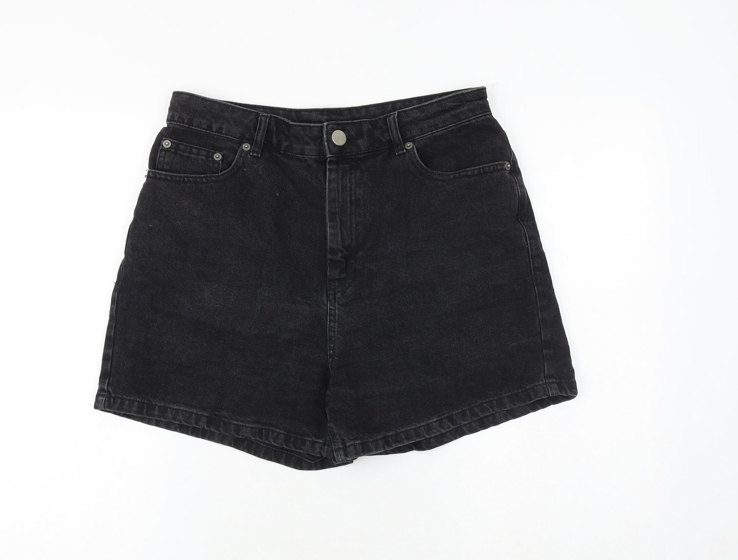 ASOS Womens Black 100% Cotton Mom Shorts Size 14 Regular Zip