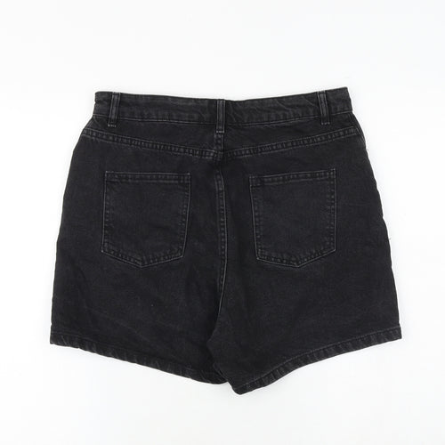 ASOS Womens Black 100% Cotton Mom Shorts Size 14 Regular Zip