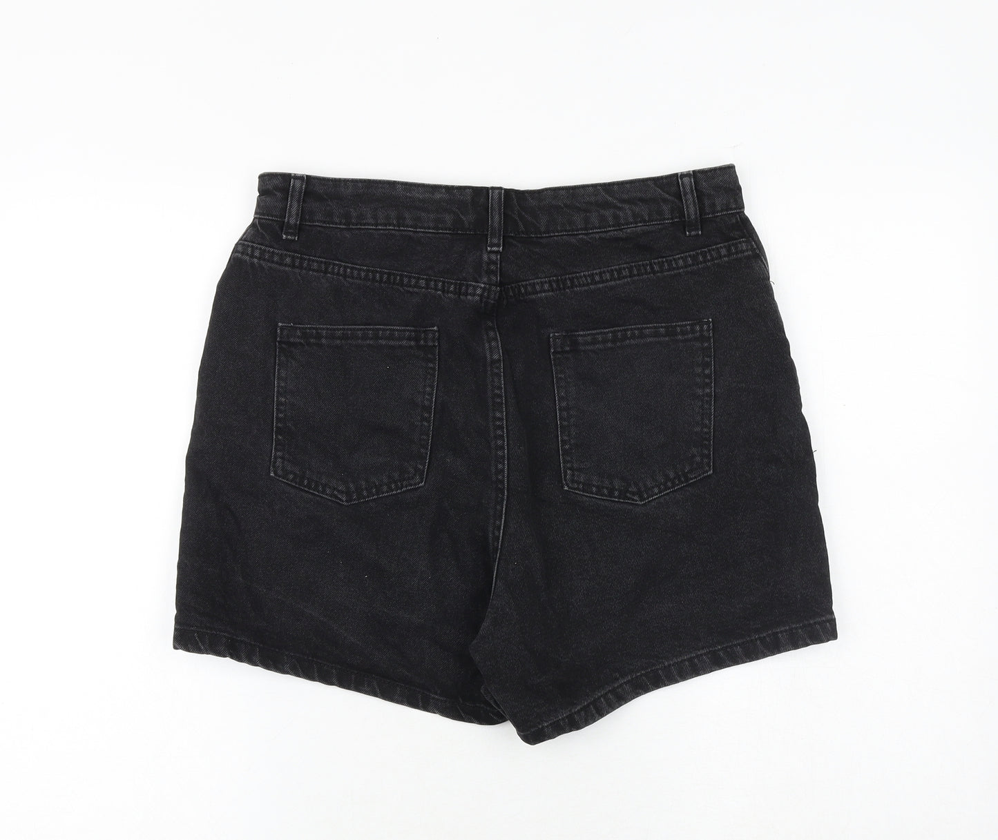 ASOS Womens Black 100% Cotton Mom Shorts Size 14 Regular Zip