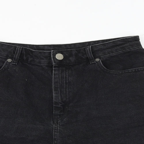 ASOS Womens Black 100% Cotton Mom Shorts Size 14 Regular Zip