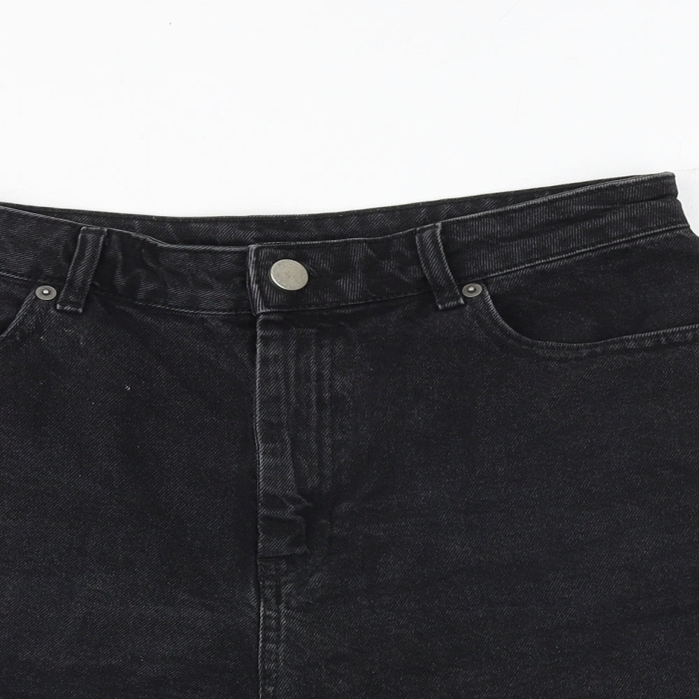 ASOS Womens Black 100% Cotton Mom Shorts Size 14 Regular Zip
