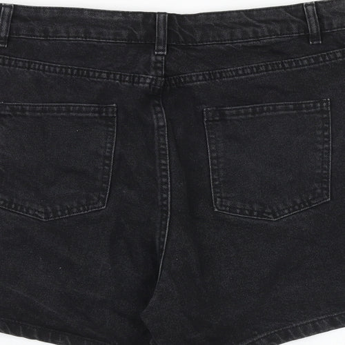 ASOS Womens Black 100% Cotton Mom Shorts Size 14 Regular Zip