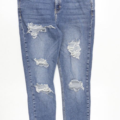 Topshop Womens Blue Cotton Tapered Jeans Size 32 in Regular Zip