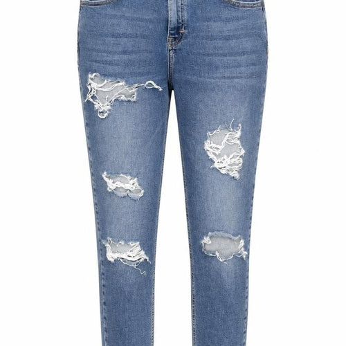 Topshop Womens Blue Cotton Tapered Jeans Size 32 in Regular Zip