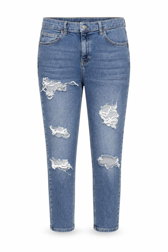 Topshop Womens Blue Cotton Tapered Jeans Size 32 in Regular Zip