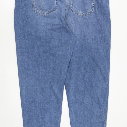 Marks and Spencer Womens Blue Cotton Boyfriend Jeans Size 24 Regular Zip - Paisley Print