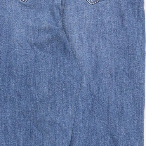 Marks and Spencer Womens Blue Cotton Boyfriend Jeans Size 24 Regular Zip - Paisley Print