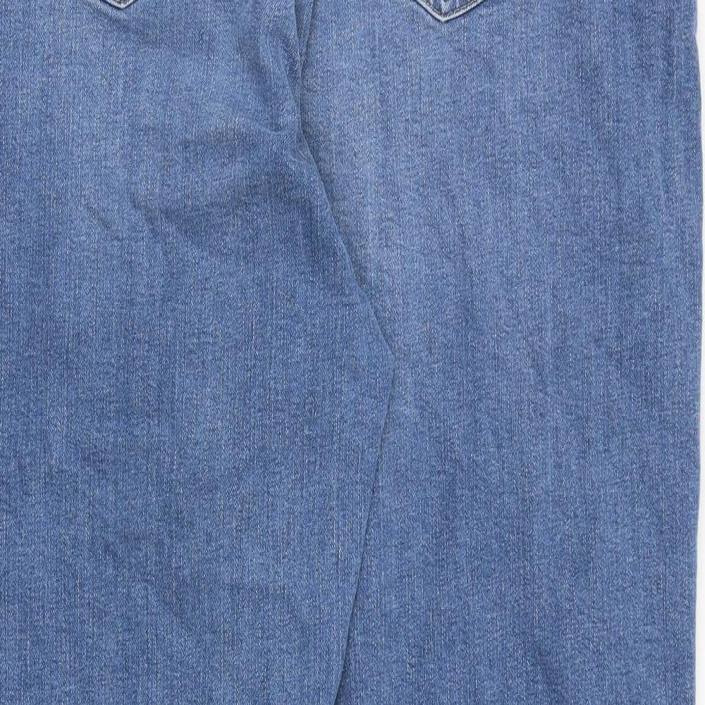 Marks and Spencer Womens Blue Cotton Boyfriend Jeans Size 24 Regular Zip - Paisley Print