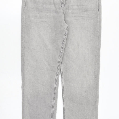 Marks and Spencer Womens Grey Polyester Straight Jeans Size 14 Regular Zip