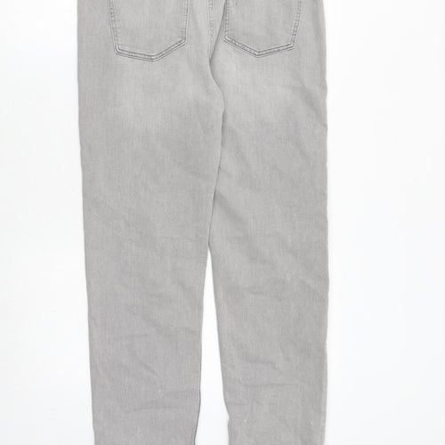 Marks and Spencer Womens Grey Polyester Straight Jeans Size 14 Regular Zip