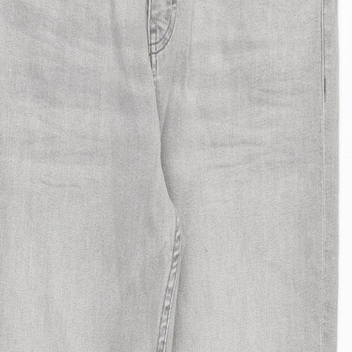Marks and Spencer Womens Grey Polyester Straight Jeans Size 14 Regular Zip