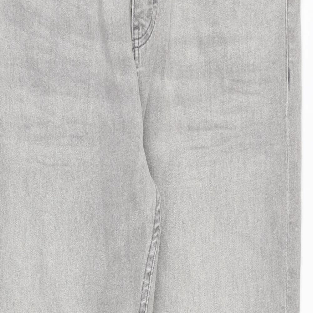 Marks and Spencer Womens Grey Polyester Straight Jeans Size 14 Regular Zip