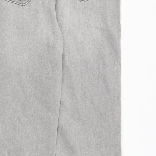 Marks and Spencer Womens Grey Polyester Straight Jeans Size 14 Regular Zip