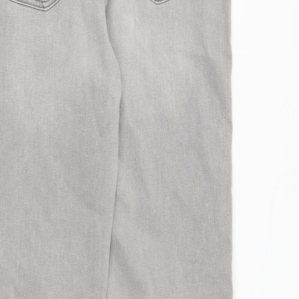 Marks and Spencer Womens Grey Polyester Straight Jeans Size 14 Regular Zip