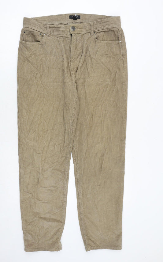 New Look Mens Beige Cotton Trousers Size 34 in Regular Zip