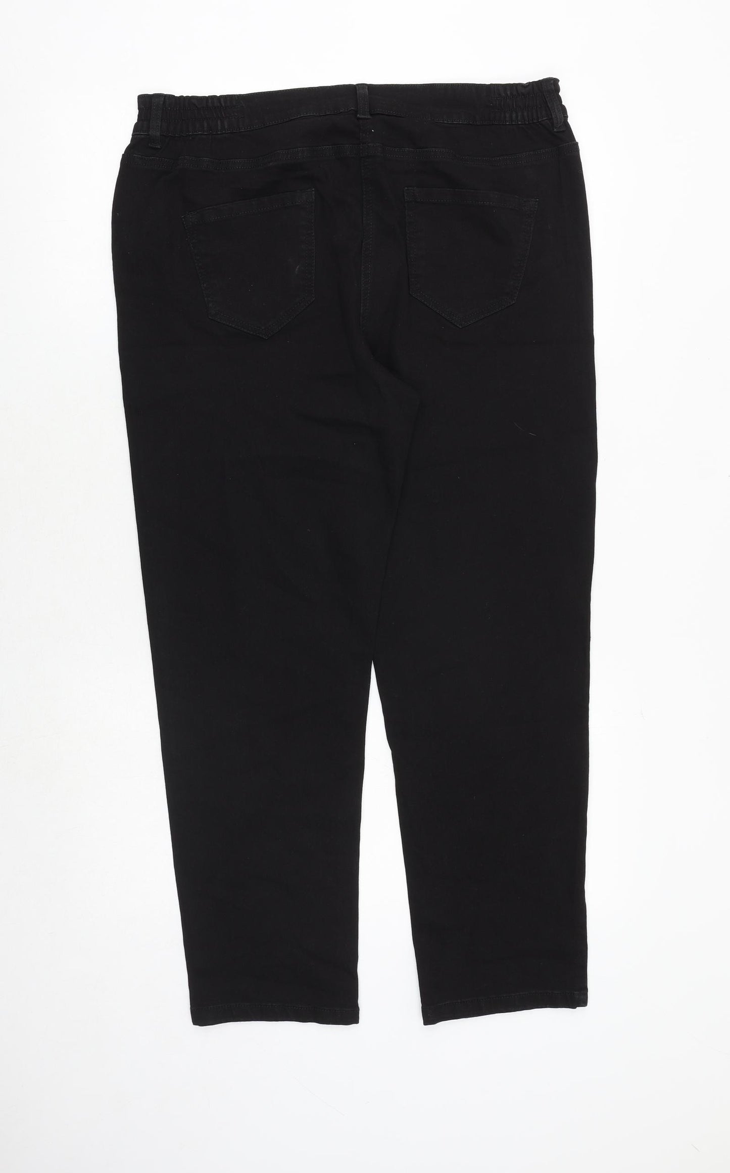 Bonmarché Womens Black Cotton Straight Jeans Size 16 Regular Zip