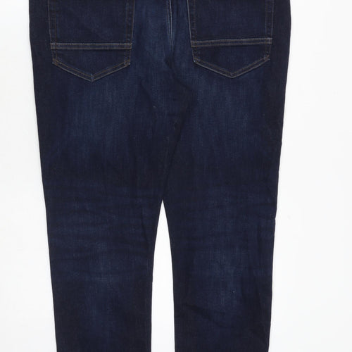 Marks and Spencer Mens Blue Cotton Straight Jeans Size 38 in L29 in Regular Zip
