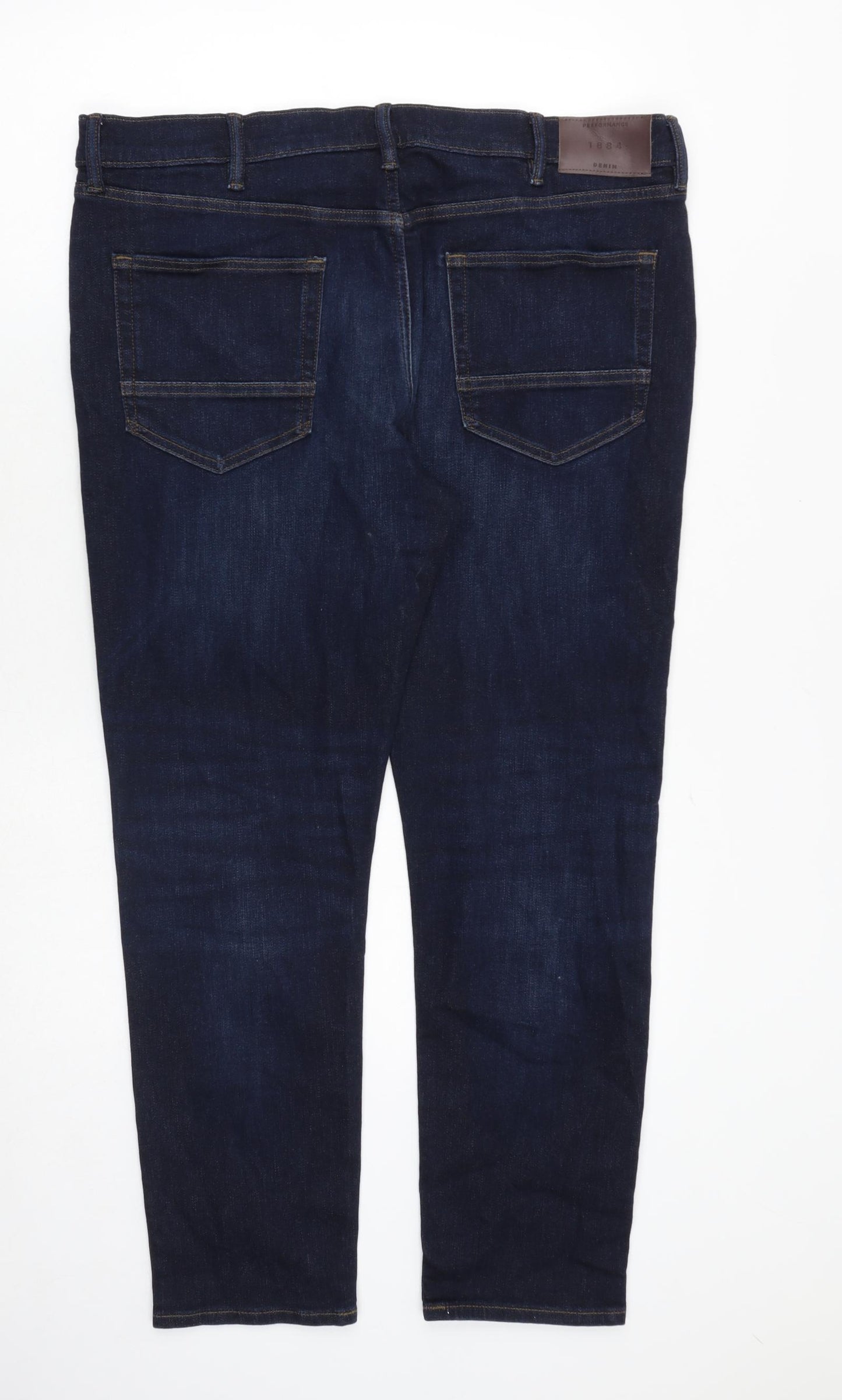 Marks and Spencer Mens Blue Cotton Straight Jeans Size 38 in L29 in Regular Zip