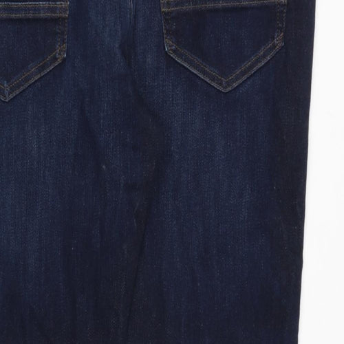 Marks and Spencer Mens Blue Cotton Straight Jeans Size 38 in L29 in Regular Zip