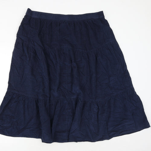 Marks and Spencer Womens Blue Cotton Swing Skirt Size 18 Button