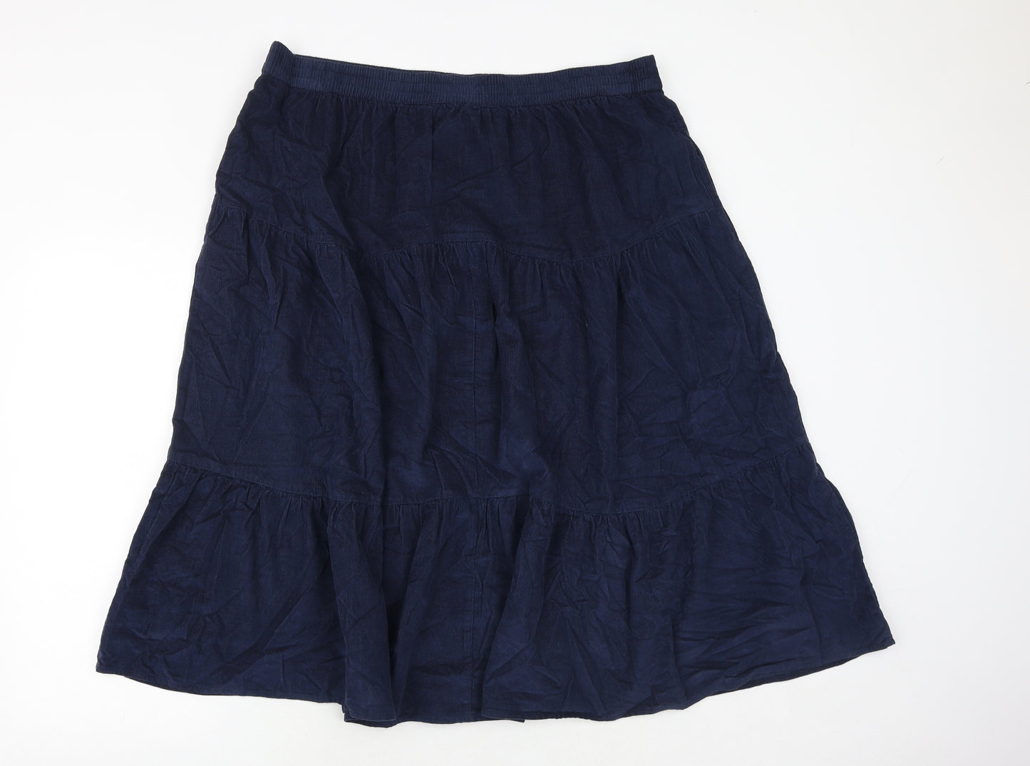 Marks and Spencer Womens Blue Cotton Swing Skirt Size 18 Button