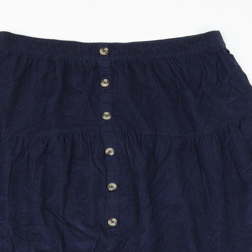 Marks and Spencer Womens Blue Cotton Swing Skirt Size 18 Button