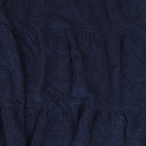 Marks and Spencer Womens Blue Cotton Swing Skirt Size 18 Button