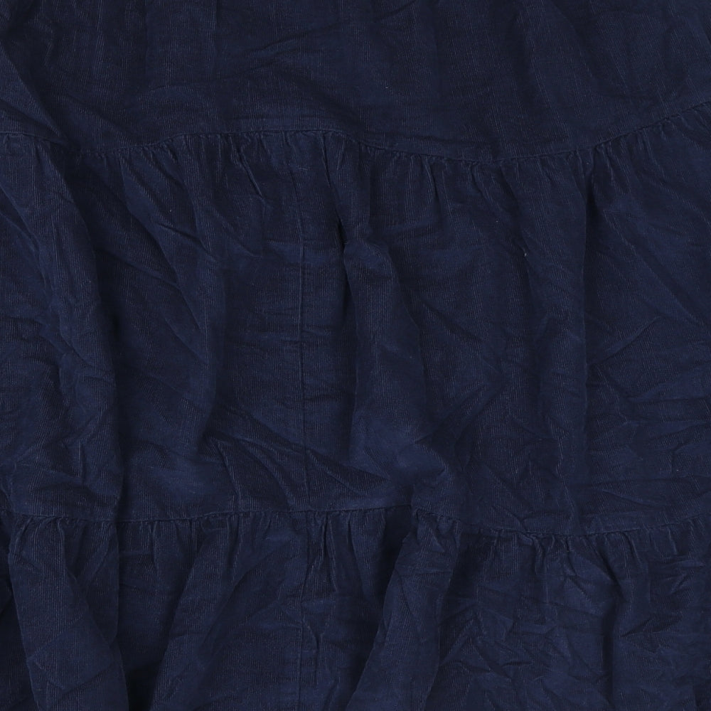 Marks and Spencer Womens Blue Cotton Swing Skirt Size 18 Button