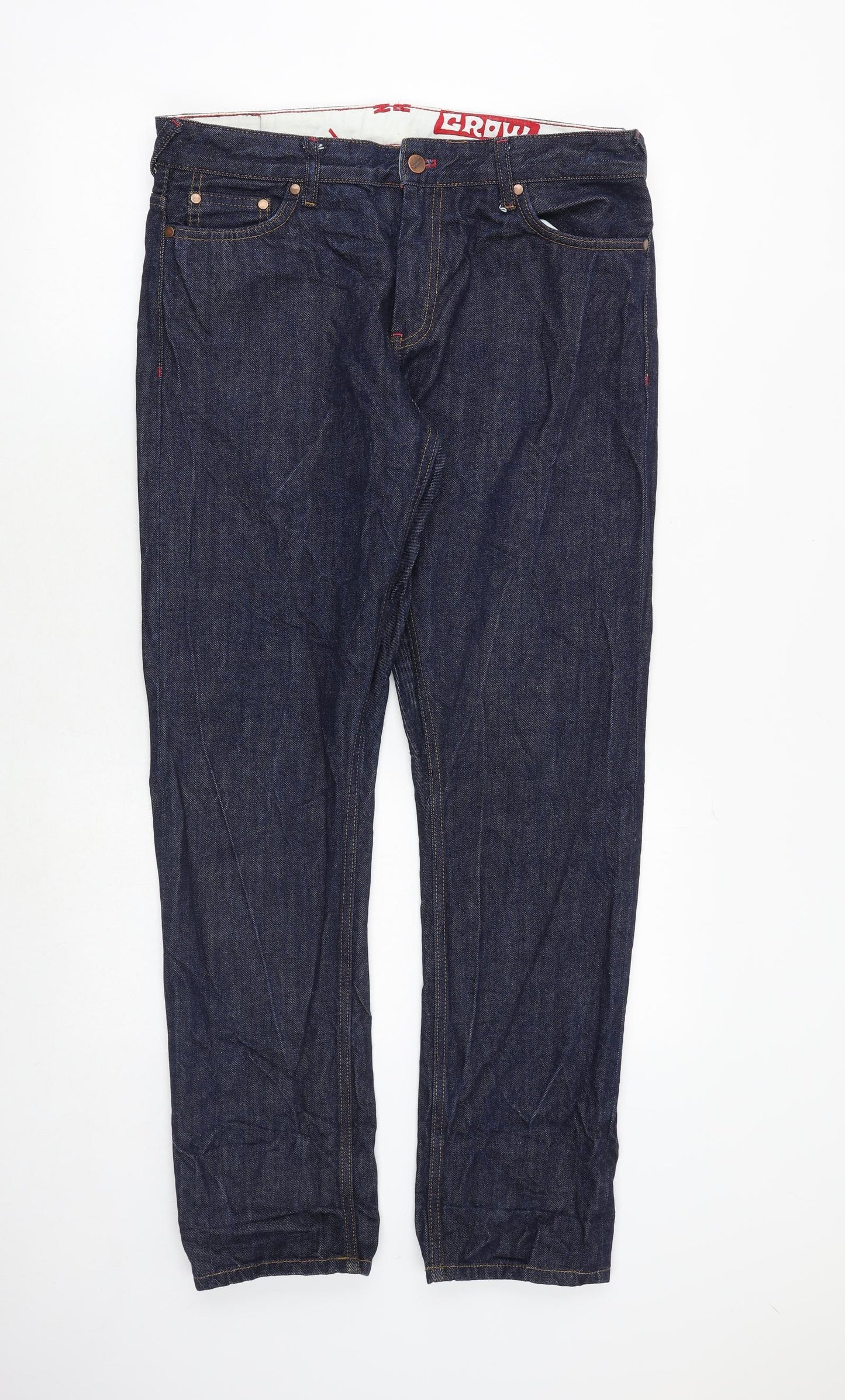 Howies Mens Blue Cotton Straight Jeans Size 36 in Regular Zip