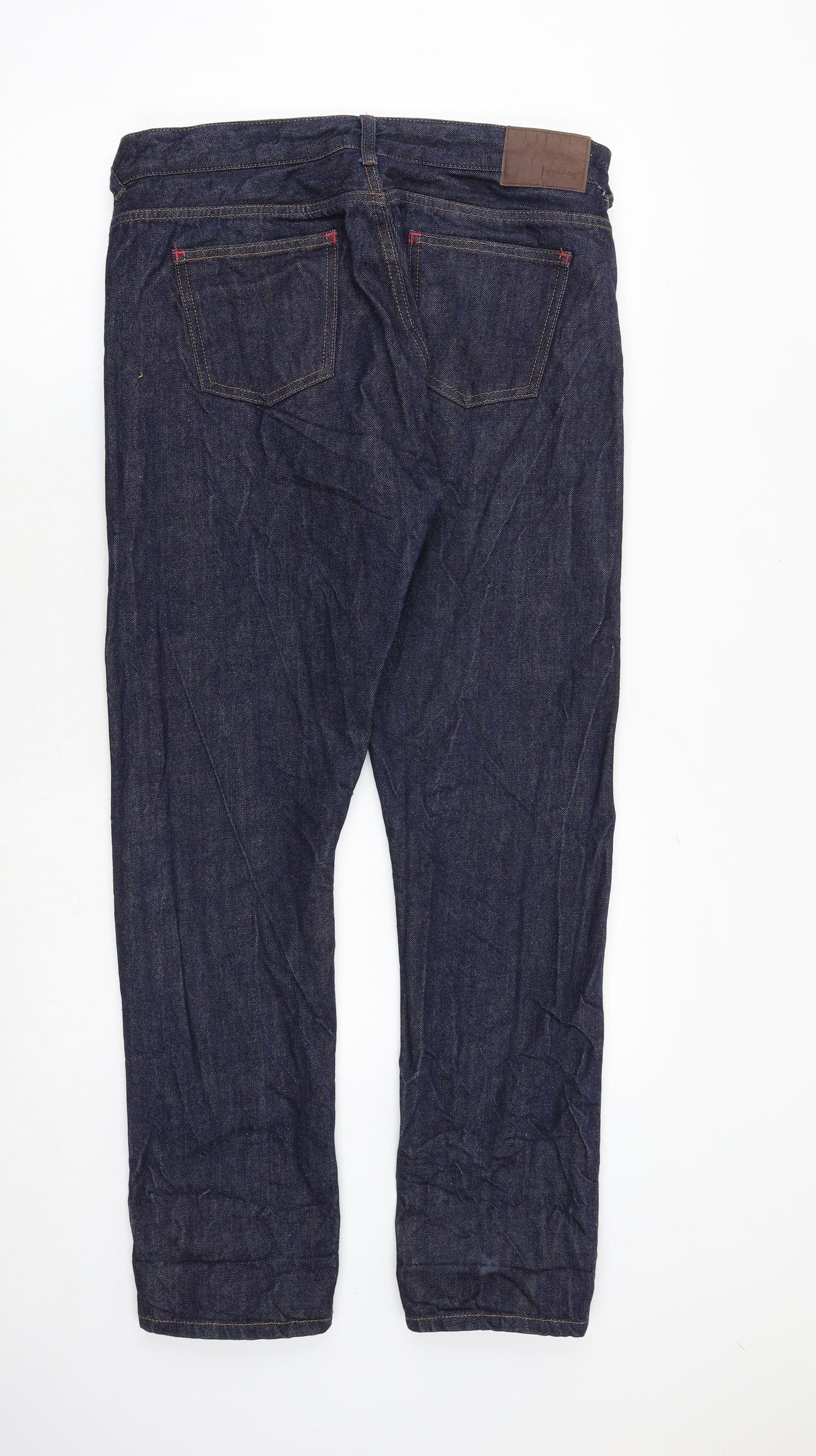 Howies Mens Blue Cotton Straight Jeans Size 36 in Regular Zip