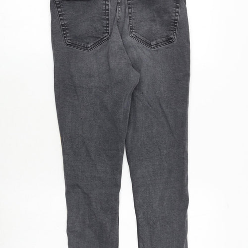 Topshop Womens Grey Cotton Skinny Jeans Size 30 in Regular Zip - Side Stripe Detail