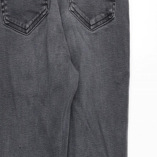 Topshop Womens Grey Cotton Skinny Jeans Size 30 in Regular Zip - Side Stripe Detail