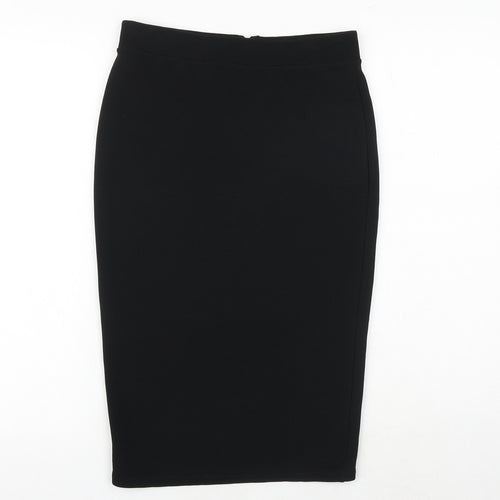 Miss Selfridge Womens Black Polyester Straight & Pencil Skirt Size 10 Zip