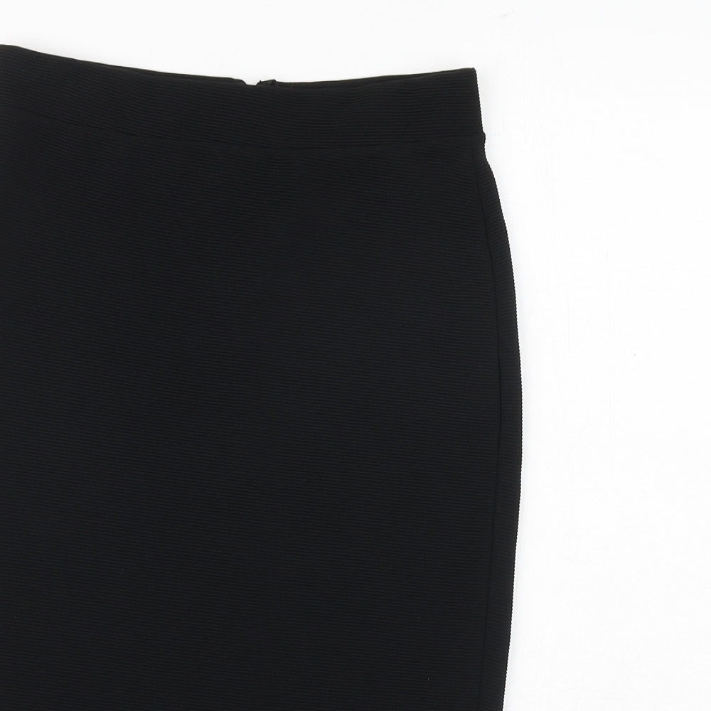 Miss Selfridge Womens Black Polyester Straight & Pencil Skirt Size 10 Zip