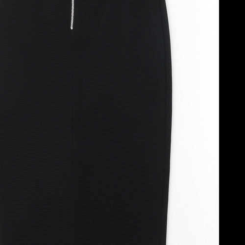 Miss Selfridge Womens Black Polyester Straight & Pencil Skirt Size 10 Zip