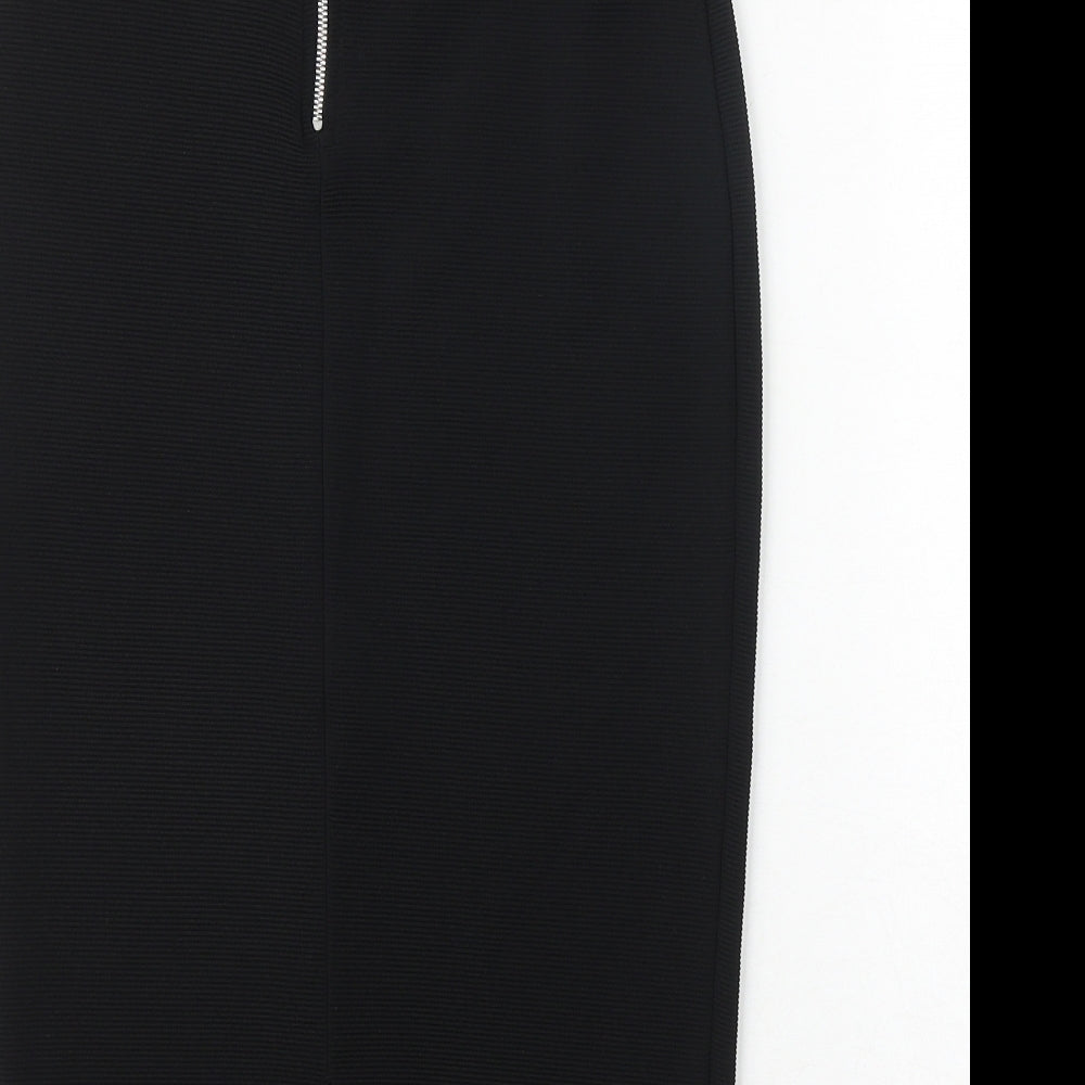 Miss Selfridge Womens Black Polyester Straight & Pencil Skirt Size 10 Zip