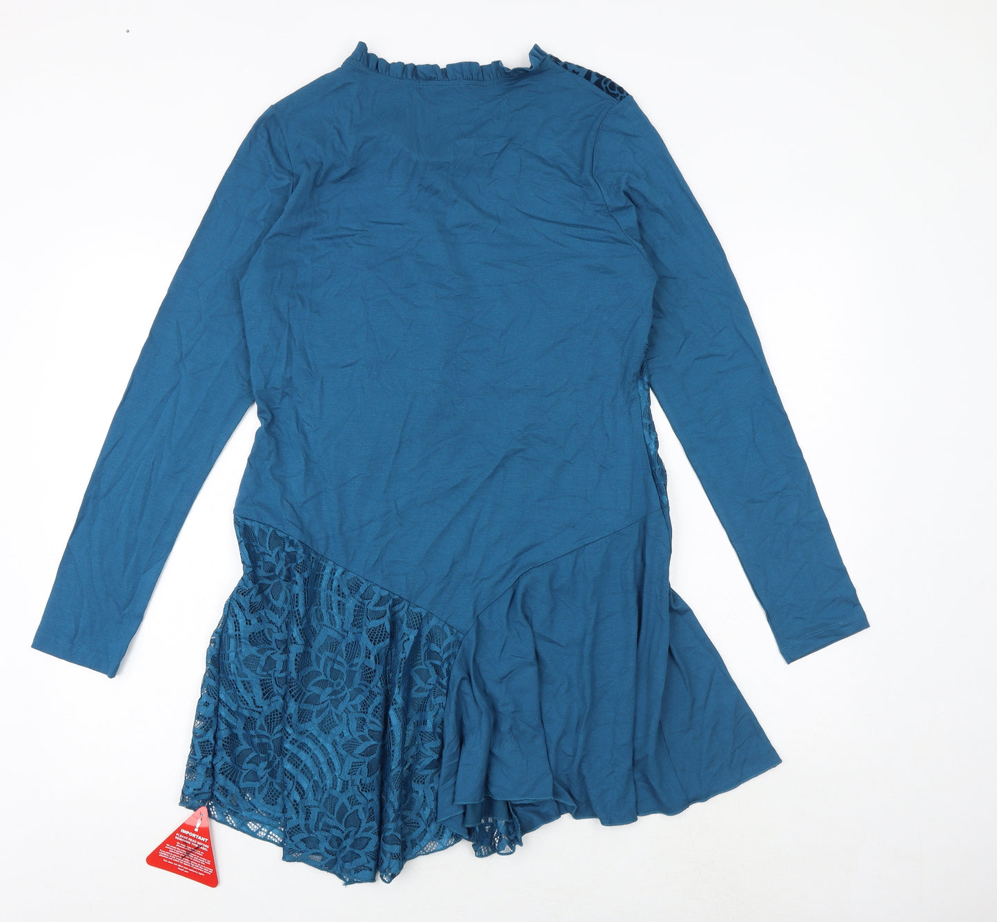 Joe Browns Womens Blue Geometric Polyester A-Line Size 12 Round Neck Pullover - Lace Detail