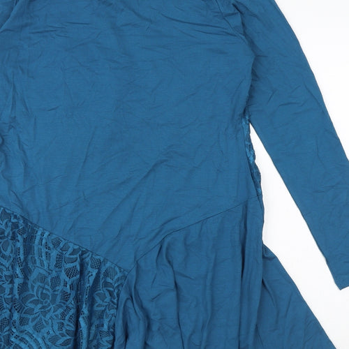Joe Browns Womens Blue Geometric Polyester A-Line Size 12 Round Neck Pullover - Lace Detail