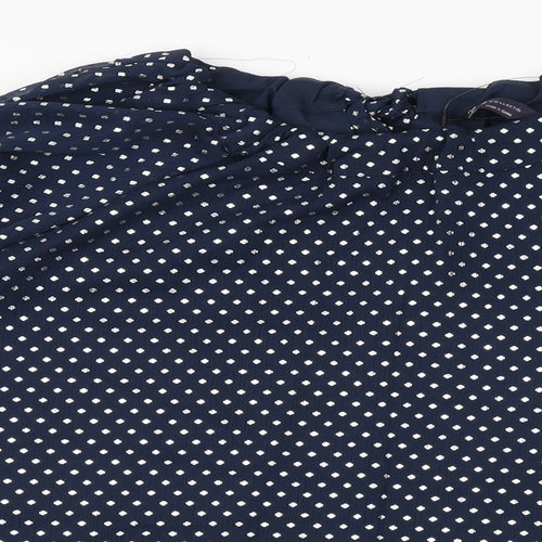 Marks and Spencer Womens Blue Polka Dot Polyester Basic Blouse Size 14 Round Neck
