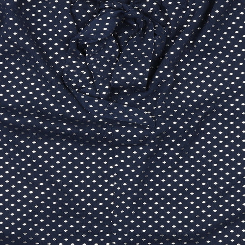 Marks and Spencer Womens Blue Polka Dot Polyester Basic Blouse Size 14 Round Neck