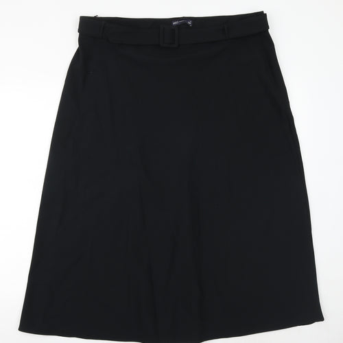 Marks and Spencer Womens Black Polyester Swing Skirt Size 20 Buckle - Belt Included