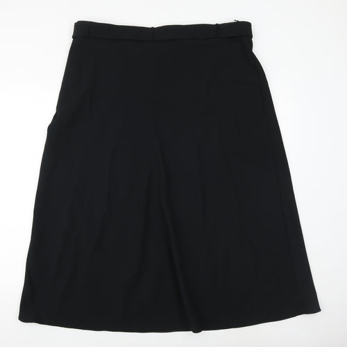 Marks and Spencer Womens Black Polyester Swing Skirt Size 20 Buckle - Belt Included