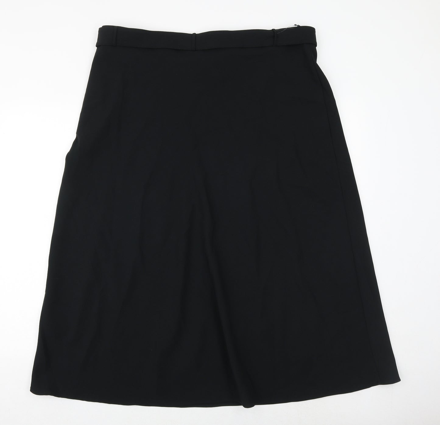 Marks and Spencer Womens Black Polyester Swing Skirt Size 20 Buckle - Belt Included
