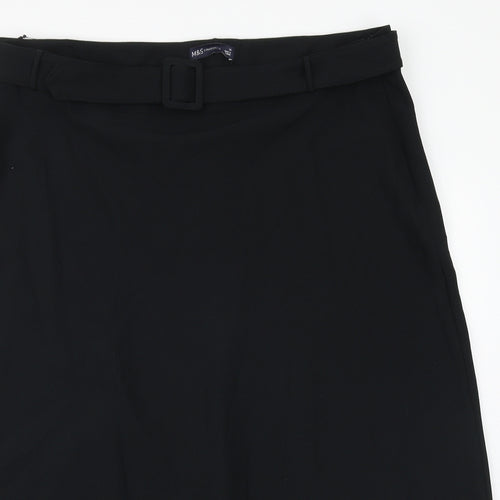 Marks and Spencer Womens Black Polyester Swing Skirt Size 20 Buckle - Belt Included