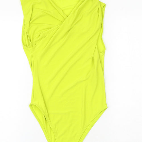 Zara Womens Yellow Polyester Bodysuit One-Piece Size S Snap