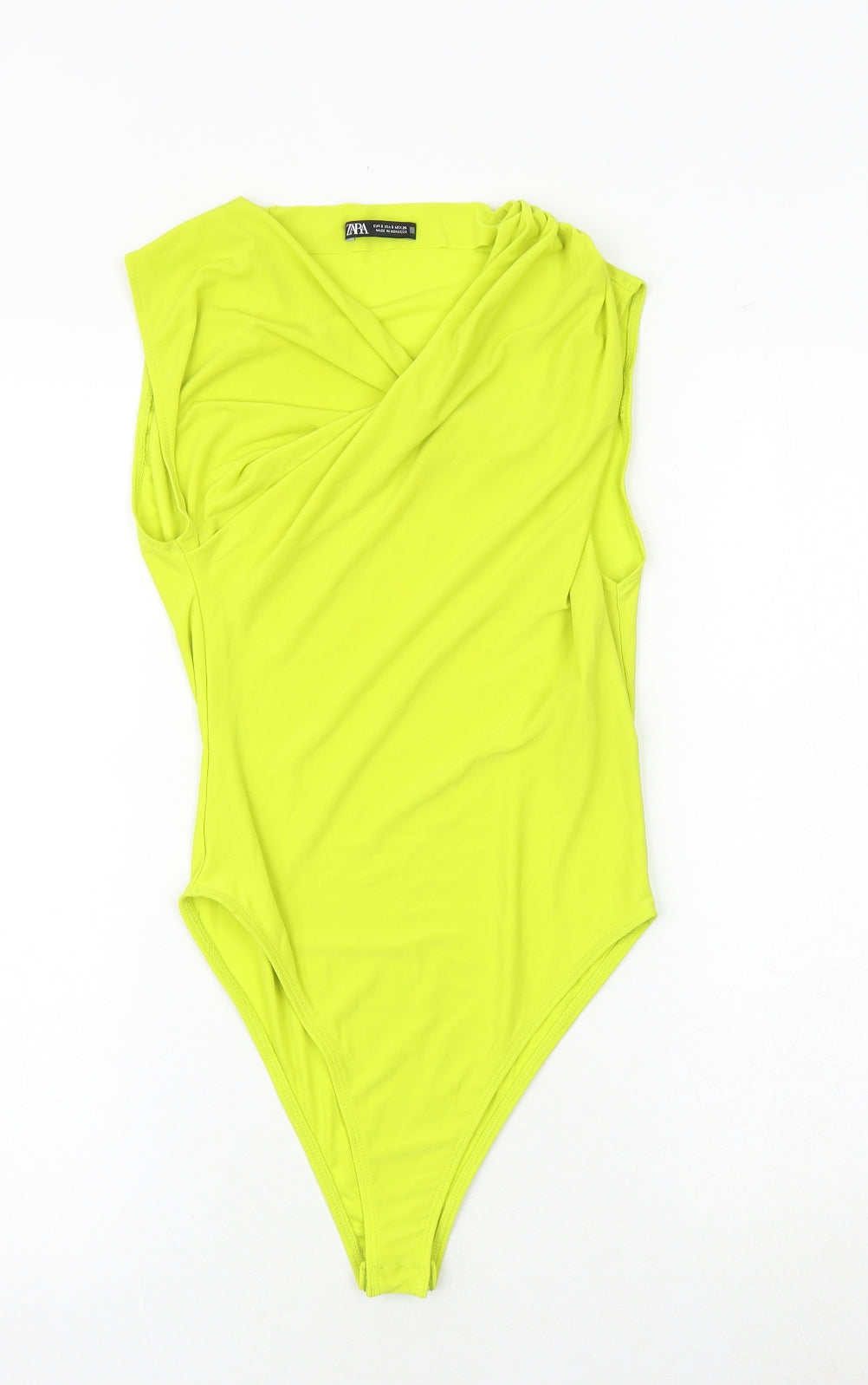 Zara Womens Yellow Polyester Bodysuit One-Piece Size S Snap