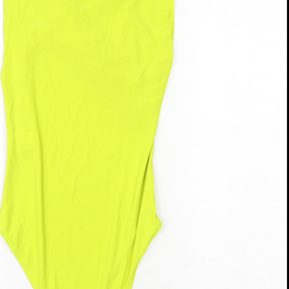Zara Womens Yellow Polyester Bodysuit One-Piece Size S Snap