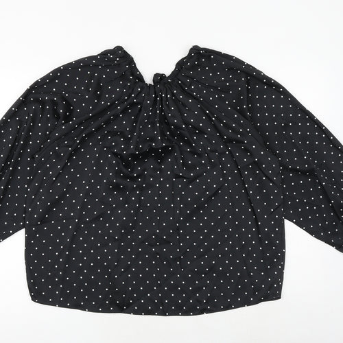 Marks and Spencer Womens Black Geometric Polyester Basic Blouse Size 10 Round Neck