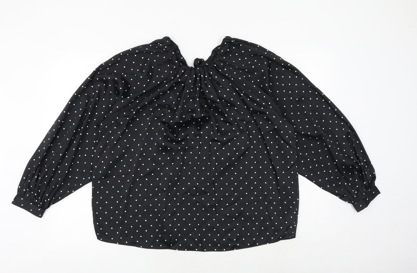 Marks and Spencer Womens Black Geometric Polyester Basic Blouse Size 10 Round Neck